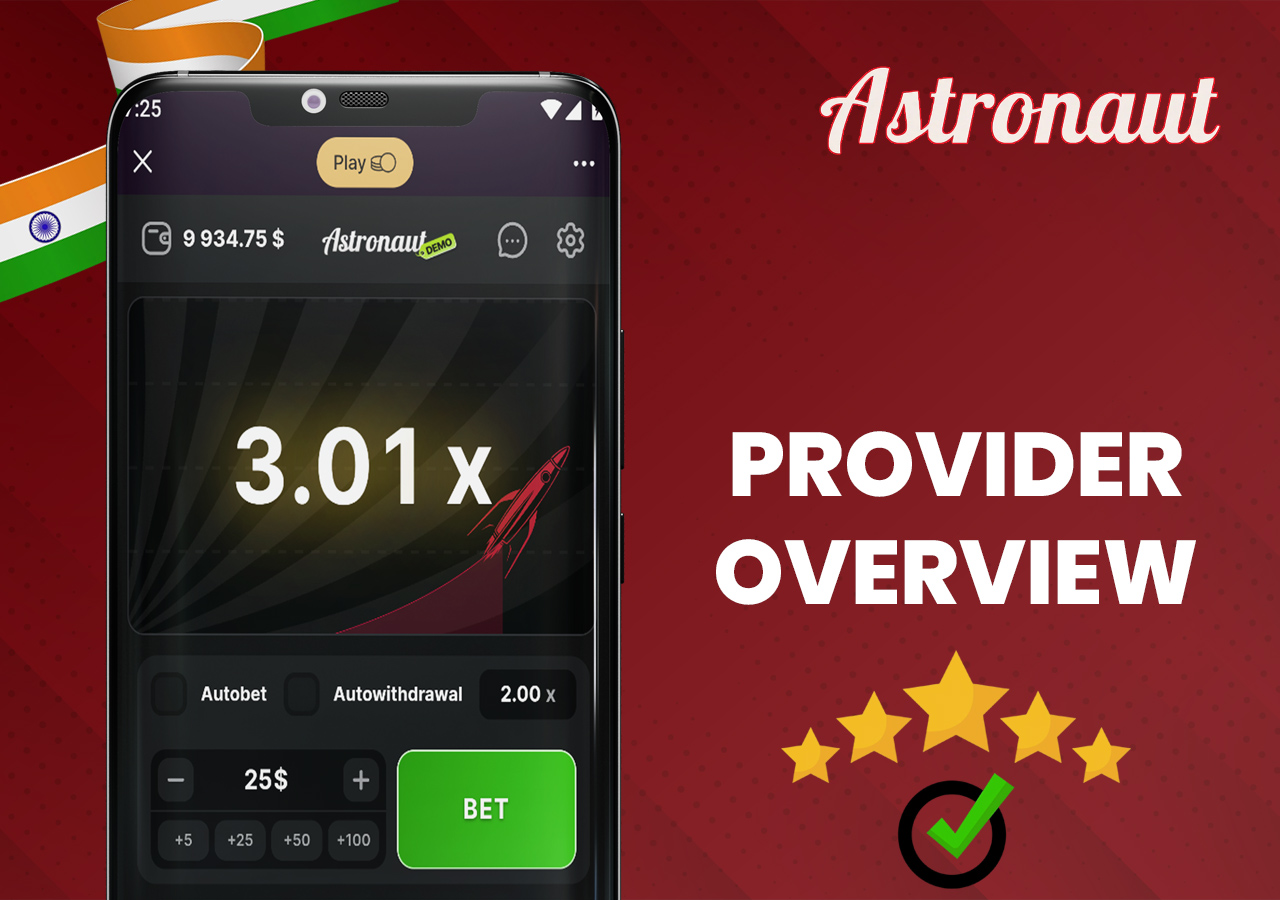 Astronaut game provider overview screen display